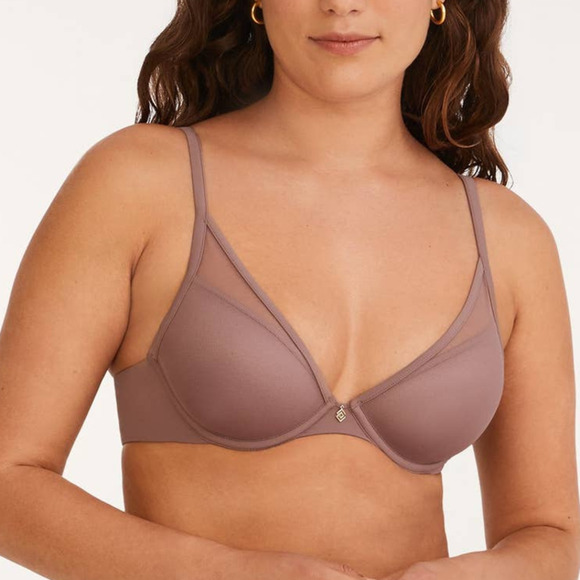 ThirdLove 24/7 Classic Contour Plunge Underwire Push Up Bra Clay Crewm 32D 1/2 - Picture 1 of 13